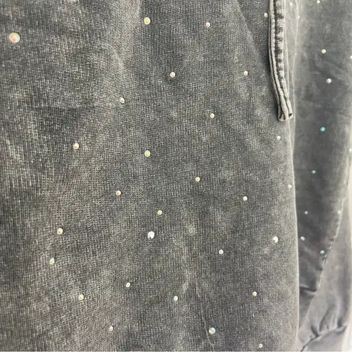 Le lis  NWT Black Starlight Acid Wash Rhinestone Hoodie Size S