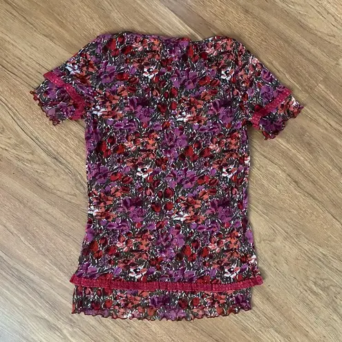Sonia Fortuna Firenze Bohemian Chic Magenta & Red Floral Blouse Size M