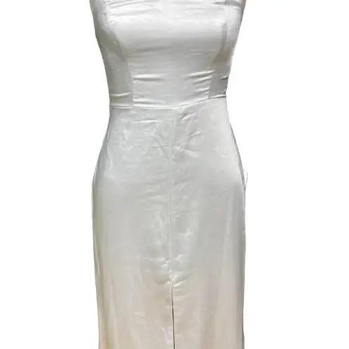 Lulus Eternal Infatuation White Satin Strapless Maxi Dress Size XS White