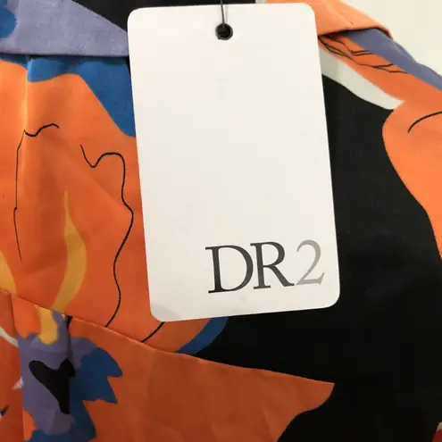 DR2 Womens Blouse M Multicolor Floral Collared Short Sleeve Button Up Top NWT Size M