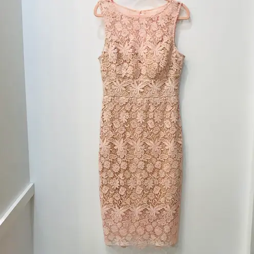 Bisou Bisou Blush Pink Lace dress size 8.