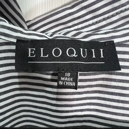 Eloquii Women's Black White Striped Long Sleeve Button Down Shirt Plus Size 18 - Image 2