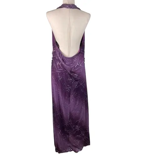 Taboo Vintage 90s Y2K Sparkly Halter Neck Maxi Dress Gown Size 3X Purple Fairy