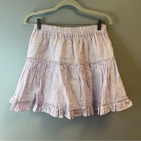 Hill House Skirt The Paz Skirt Linen in Lilac Stripe Sz L NWT Pastel Preppy