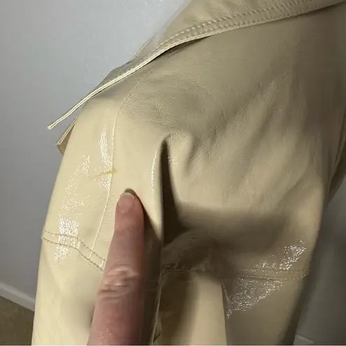 Frankie Shop Size S Cream Faux Leather PVC Jacket Boxy Oversized Button Front Tan