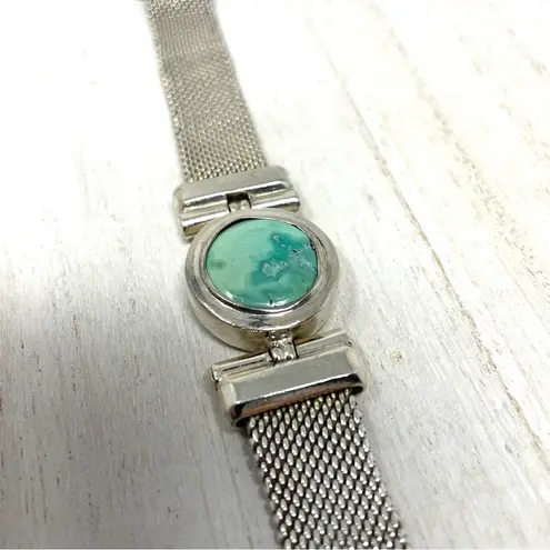 Sterling Silver and green turquoise vintage bracelet, 50.1g