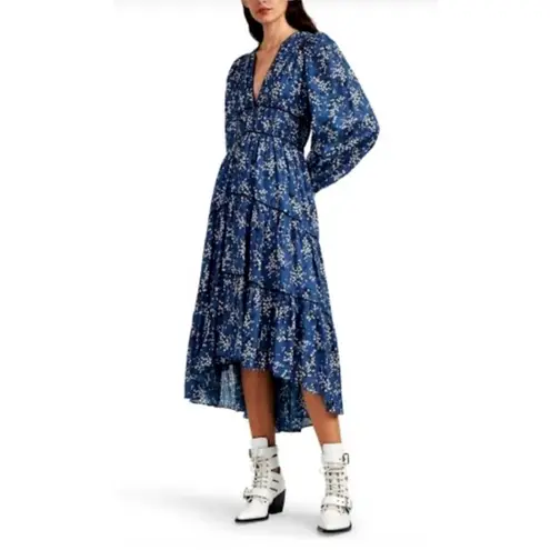 Ulla Johnson NWOT Silk Blue Joan Midi Floral Dress Size 0