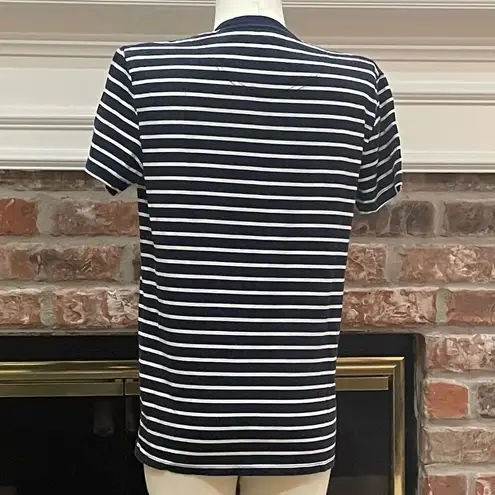 Hollister navy blue and white striped tee with logo / XS / Excellent condition