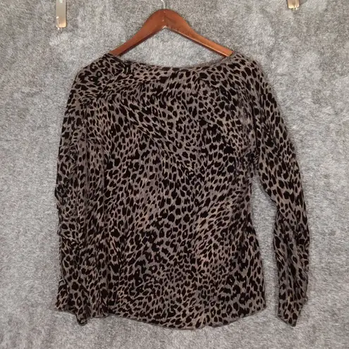 Nili Lotan Black and Brown Leopard Long Sleeve Top See Through Womens Xs