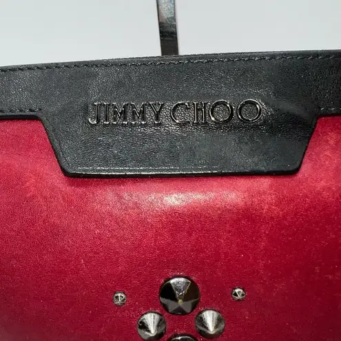 Jimmy Choo  Laptop Holder/Clutch/Wristlet Black and Red Leather‎ With Studs