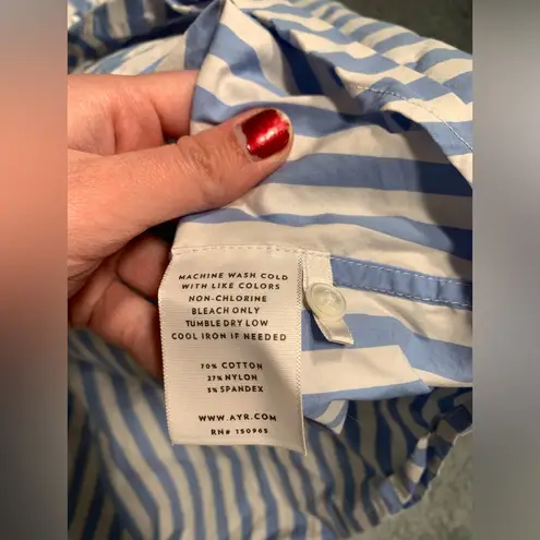 AYR blue white striped button down shirt XL