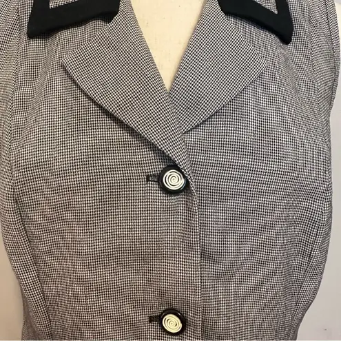 True Vintage Miss Dorby Houndstooth Vest Size 8 Black