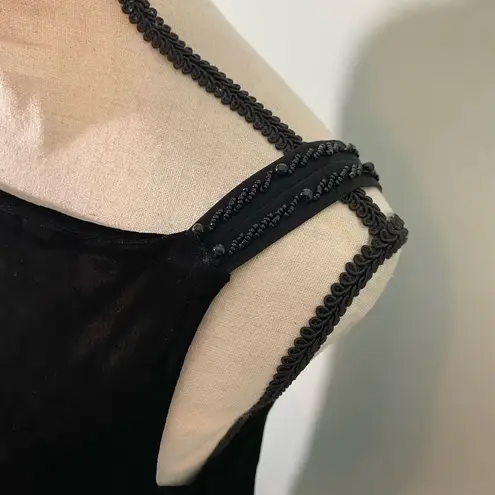Andrea Jovine Vtg Y2K Black Velvet Embellished Shoulder Strap Maxi Dress Size M