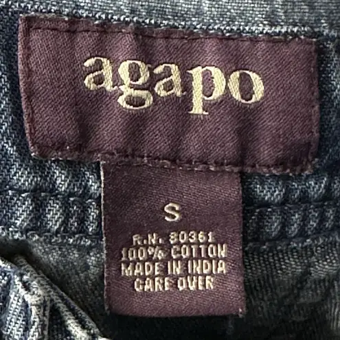 Agapo Agapo Women's Embroidered Denim Overalls Size Small Floral Design Blue