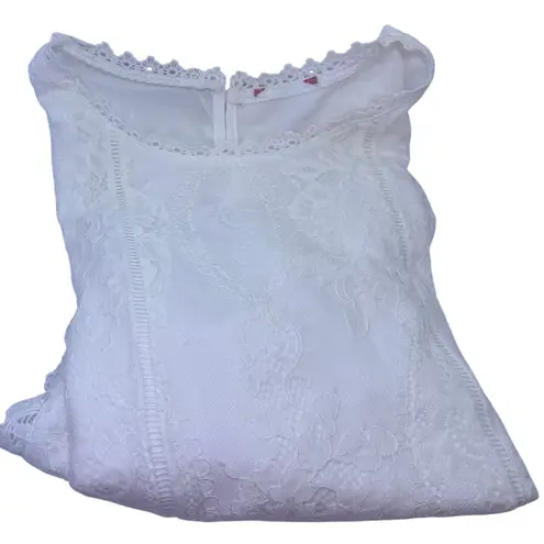 White Lace Sleeveless Blouse Top