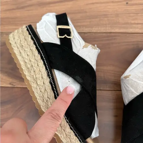 Dr. Scholl's Ember Espadrille Wedge Sandal Size 8 Black