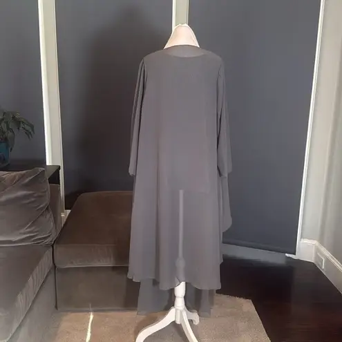 Women’s Gray Chiffon 3 Piece Mother of the Bride Formal Pant Suit Size 12 NEW