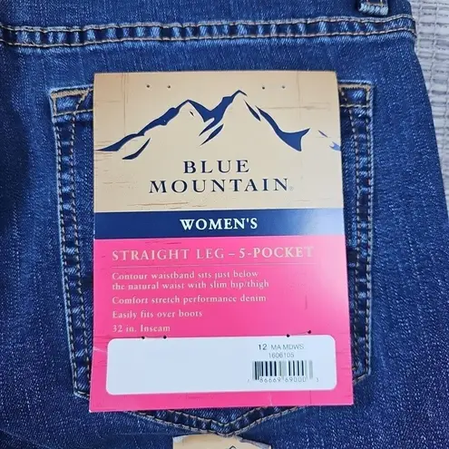 The Mountain Blue Jeans Womens 12 Stretch Straight Leg Classic Fit Pocket Plain NEW