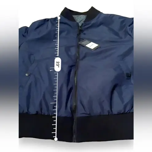 WRK Work Rest Karma Jacquard Reversible Navy Blue Bomber Jacket Sz S NEW