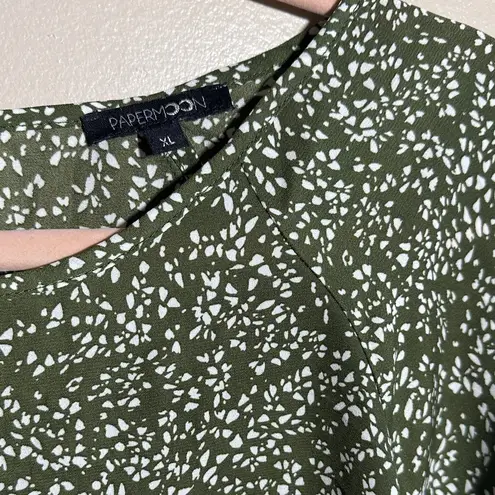 PaperMoon Stitch Fix Green White Speckled Top | XL