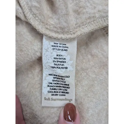 Soft Surroundings Apres Tunic Ribbed Cowl Neck Faux Fur Trim Long Sleeve M