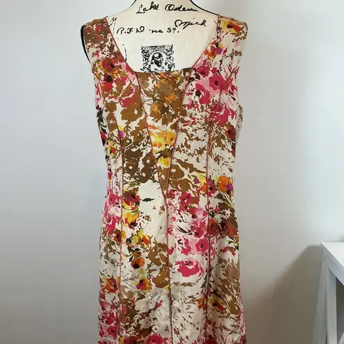Sundance Floral Silk Dress Sleeveless V-Neck Casual Party Sundress Size 10