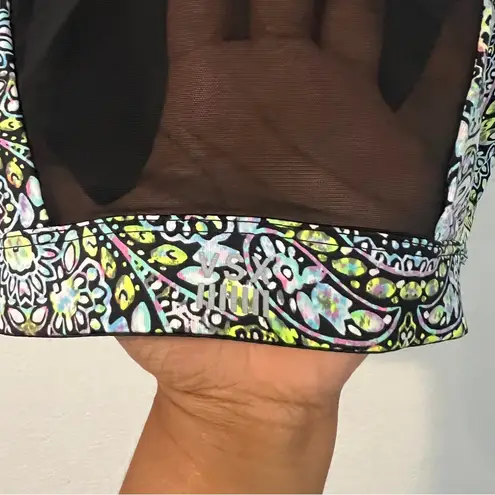 VSX Victoria's Secret Sport Paisley‎ Floral Print Mesh Cutout Crop Top Size M Blue Size M