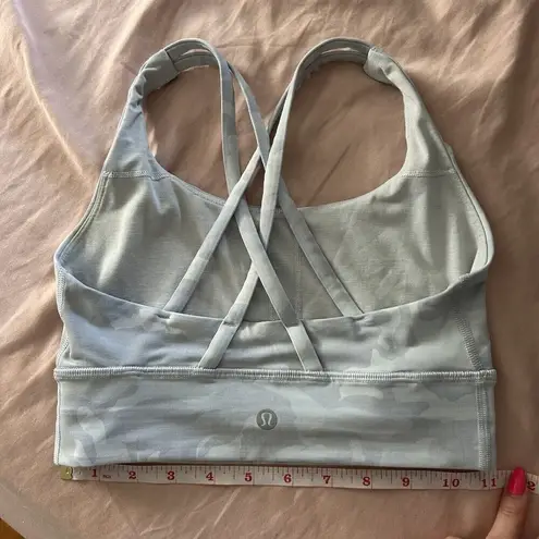 Lululemon Energy Sports Bra Long Line Women’s Size 4 Gray Camo No Pads