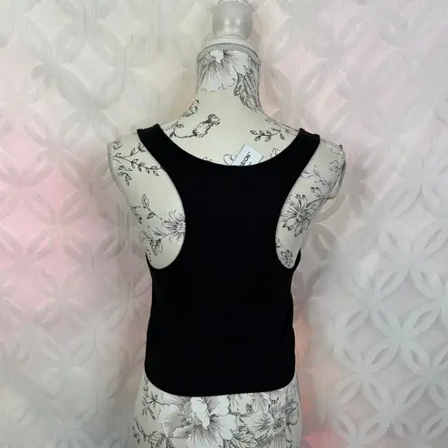 Collusion X Black Cropped Rib Racerback Tank Top Size 8
