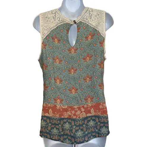 Maeve ANTHROPOLOGIE Eleanor Floral Sleeveless Lace Trim Top EUC Size