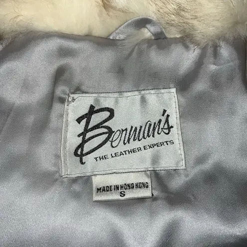 Vintage Bermans Womens Rabbit Fox Fur Coat Jacket Satin Lined Designer Small