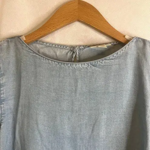 J Jill Denim Tencel Blouse Flare 3/4 Bell Sleeve Size XSP Blue