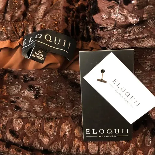 Eloquii Womens Pants Sheer Burnout Leopard Print Metallic Brown 26
