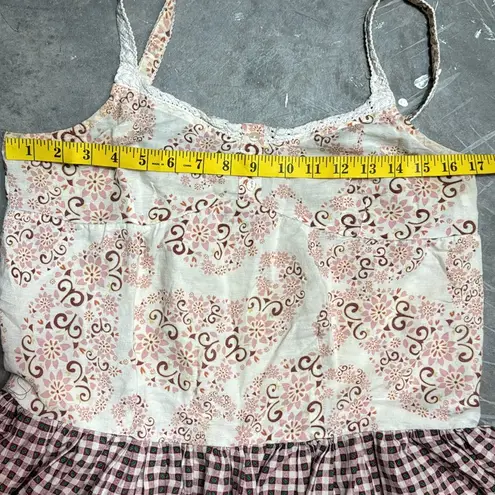 BASS Bohemian Lace and Gingham vintage Maxi Dress rare sz M Pink Size M