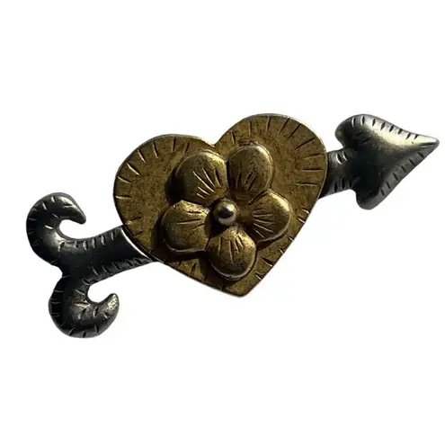 Arizona Jeans The Original Arizona Jean Company Brooch Pin Vintage Floral Heart Gold Tone