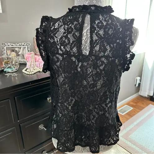 Ambiance Black Lace Mock Neck Date Night Top Large