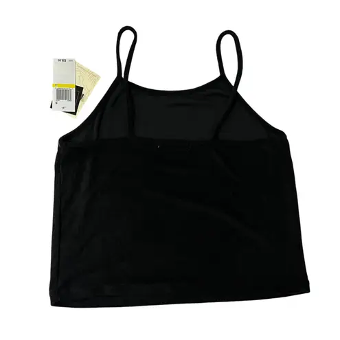 Miken Swim (M) Cami Strap Terry Cloth Cropped Tank Top Vacation Beach Coverup Black Size M