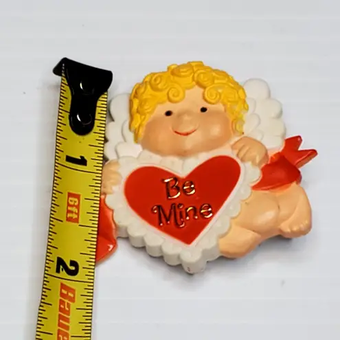 American Greetings Cupid Angel Be Mine Heart Pin Valentines Vtg Brooch 2" Red