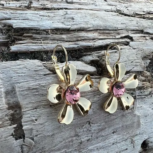 Handcrafted earrings with sparkly Aurora crystal Gold