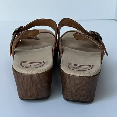 Dansko Sophie Sandals 9.5 Wedge Leather Clogs 40 Iridescent Neutral Boho Wedges