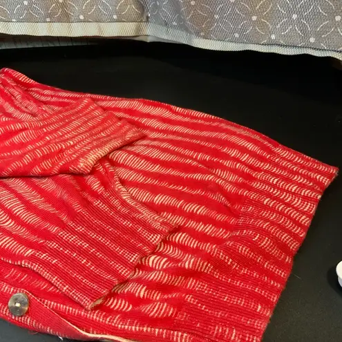 BCBG Women’s Red Striped Lightweight Cardigan Sweater NWT SZ Small Office Chic