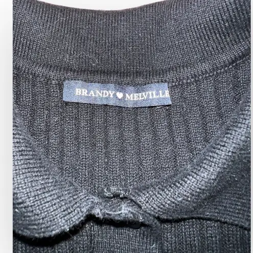 Brandy Melville Rare  BLACK Bridget Crop Knit Polo collared y2K short sleeve Top