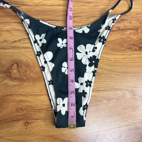 Free People x Zulu & Zephyr Black Bone String Brief Bikini Bottoms 6 Floral NWT