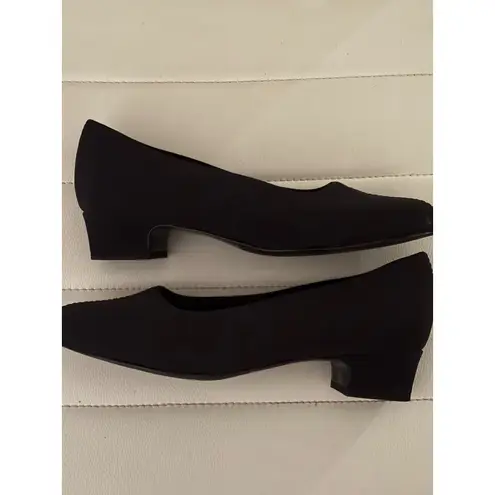 Trotters Black Fabric Block Heel Pumps Women's Size 6.5W Comfort Shoes