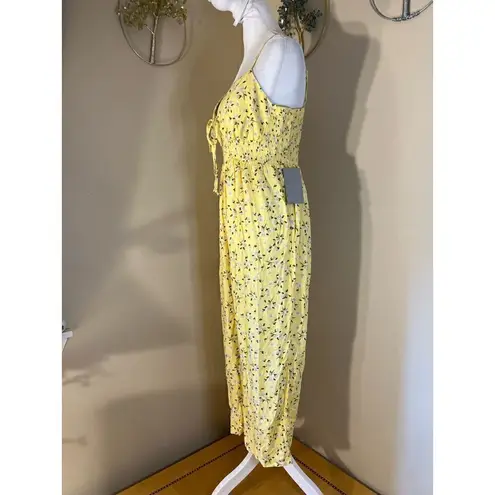 J for Justify Yellow Daisy Wide Leg Cropped Jumpsuit Junior's Medium