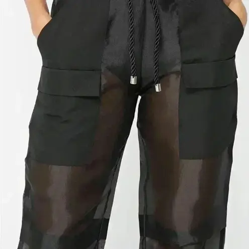 Maniere De Voir Manière de voir Black Organza Cargo Trousers Tailored Cargo size L