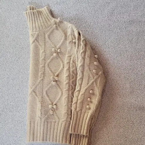 Cupcakes & Cashmere Tan Cable Knit Turtleneck Sweater Size S