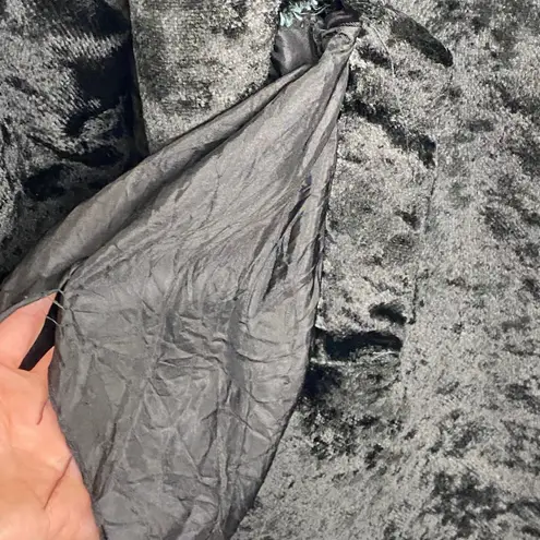 Vintage 80s Black Crushed Velvet Swing Coat Grunge Art Student NYC Drama AS IS Size L