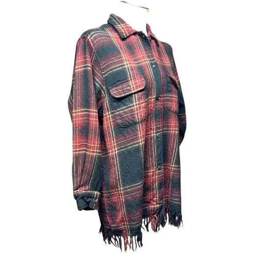 Vintage Breeches Wool Fringe Button Up Plaid Large Black