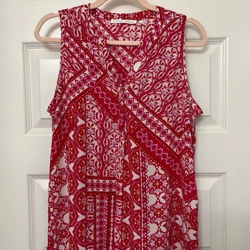 Violet+Claire  Sleeveless Boho Print Blouse Size L Pinks Reds White